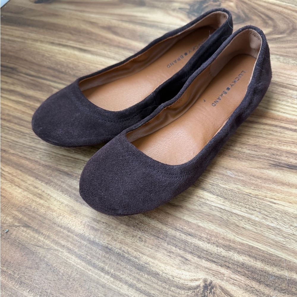 Lucky Brand Women's Brown Suede Ballet Flats